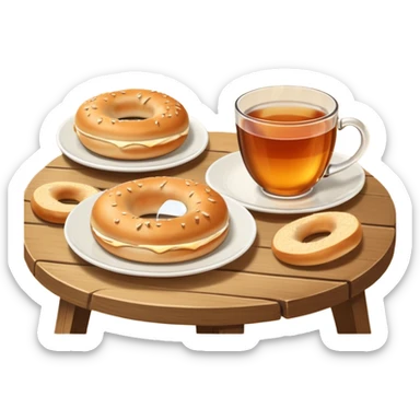 Tea and bagels sticker