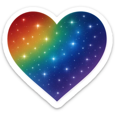 Modify the heart with a night sky gradient to rainbow night theme with a rainbow gradient, more stars, and a soft glow. Remove the background entirely  sticker
