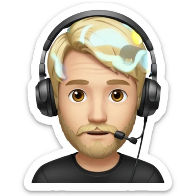 "Illustrate PewDiePie with blond hair, trimmed beard & gamer headset." sticker