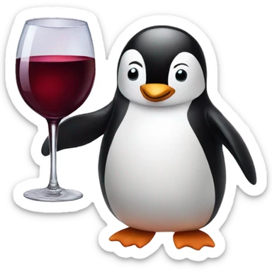 Penguin with wine  sticker