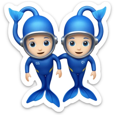 A 3D cartoon pair of diving flippers on a white background, shiny rubber texture, Memoji-style rendering. sticker