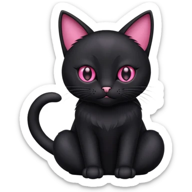 Black cat with pink eyes sticker