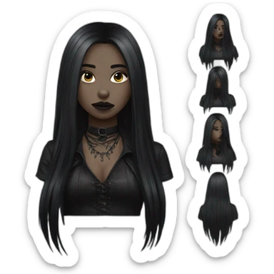 goth girl long hair sticker