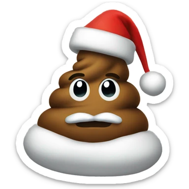 Poop with a Santa hat sticker