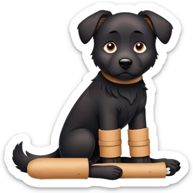 black dog with a splint on his broken arm sticker
