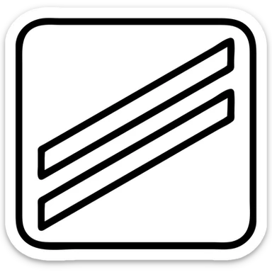 Create a minimal and clean design of three black diagonal stripes on a navy blue square background. No eagle or extra details. Match the style of the provided reference image which is an outlined icon with no fill, verbose prompt style. sticker