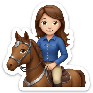 brown haired girl on a horse smiling' sticker