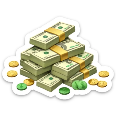 money, cash, dollar bills, coins, wealth sticker