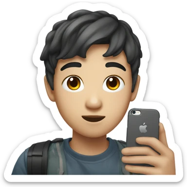 korean boy selfie with iphone sticker