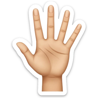 hand emoji, where the palm is facing us. all fingers are straight except for the middle finger. The midde finger is bent and pointing towards the forground sticker