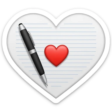 Writing paper on a heart sticker