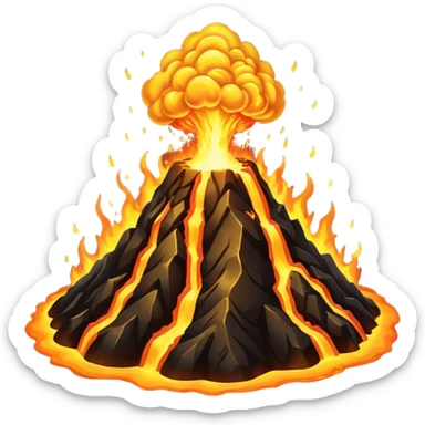 Volcano erupting gold sticker