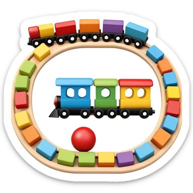 wooden toys set with blocks, train, and stacking rings for children sticker