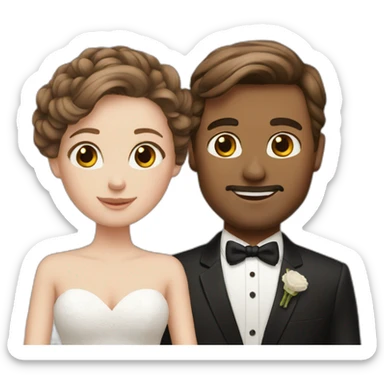 white couple people wedding brown hair sticker