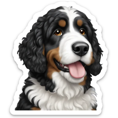 Black and white Bernedoodle sticker