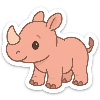 flat toon light pink baby rhino sticker