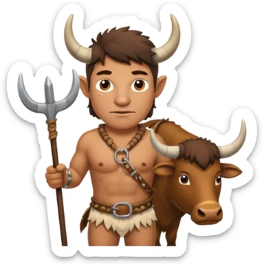 Stone age man  with Ox Plow sticker