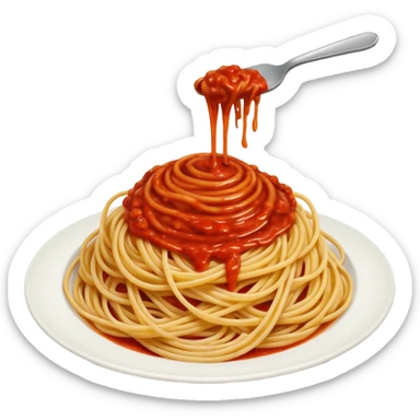 pasta swirl of spaghetti all'assasina, no fork, sauce mixed into the spaghetti sticker