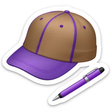 A plastic brown ball cap and the long rectangle purple. (With a pen) And looks like a BFDI style sticker