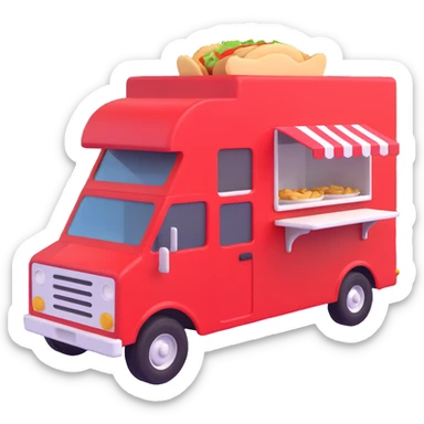 generate me a 3D red truck icecream food truck sticker