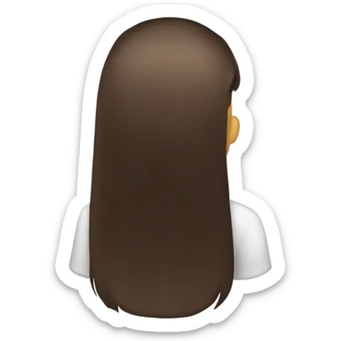 back of hair, long straight brown sticker