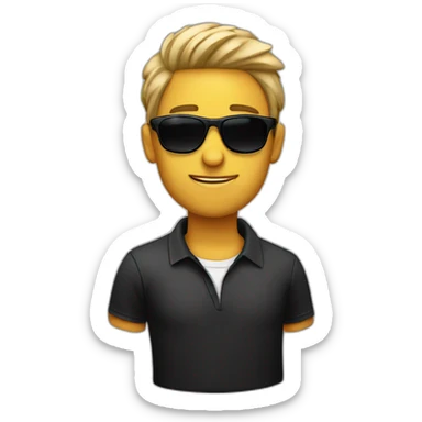 Cara hombre con pelo blanco y con gafas de sol negras sticker