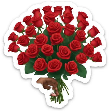 bouquet of 51 red roses with a woman's hand sticker