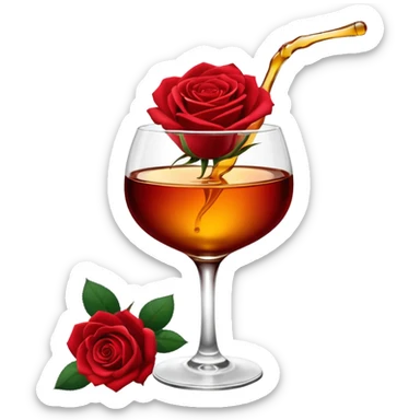 Red roses and liquor sticker