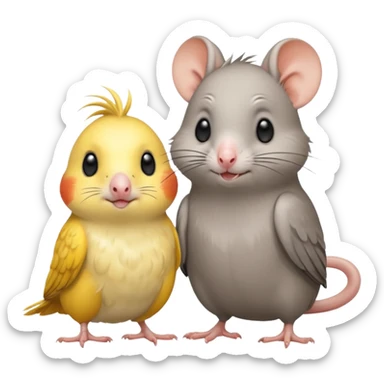 Cockatiel and rat friends sticker