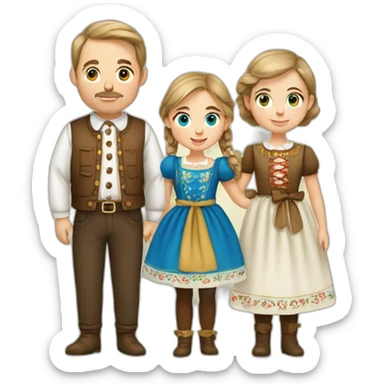 Polish folk family, with dark blond hair, blue eyes or brown sticker