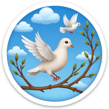 A sky-blue circle and a ☑️ Little dove  sticker