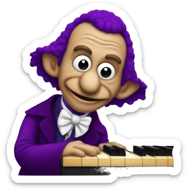 Sesame Street purple Count von count playing piano, iOS emoji stye art sticker