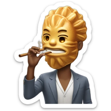 man with a taiyaki head smoking a cigar sticker