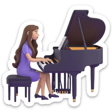 woman with extremely long hair playing the piano sticker