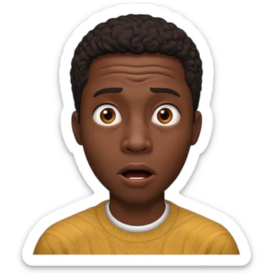astonished face, black man sticker