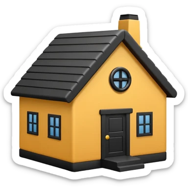 simple emoji icon of a house tied into a small knot, minimal, clean lines, single color, white background sticker