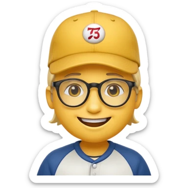 smiley emoji wearing a baseball hat and glasses sticker