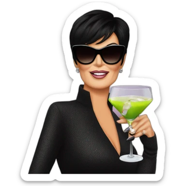 Kris Jenner with sunglasses drinking a martini sticker