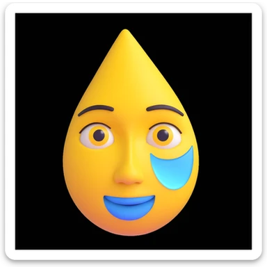 3D rendered emoji of a sad yellow face, teardrop, high quality photorealistic, smooth shading, intricate details, bright colors, clean background sticker