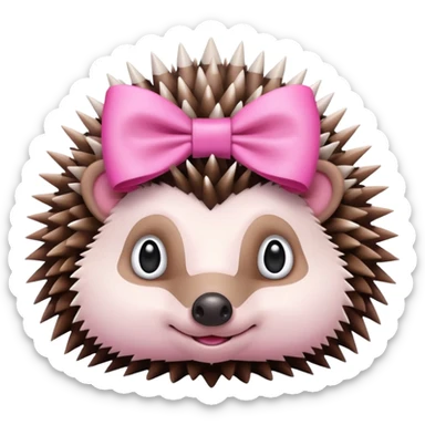 hedgehog with a pink bow sticker