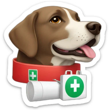 Labrador with first aid kit in mouth sticker