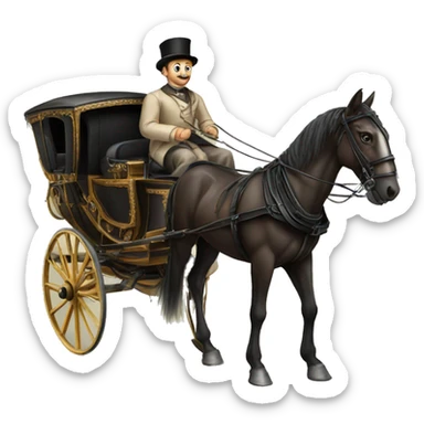 a man sits in a horse-drawn carriage from Russia in the 19th century sticker