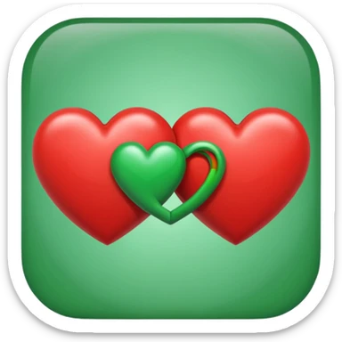 two hearts orbiting each other. one is red, the other is green sticker
