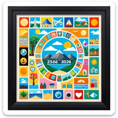 An extremely detailed lifestyle vision board collage for the year 2026. sticker