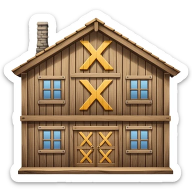 an inn with a big X on it sticker