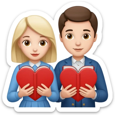 a couple hold heart books sticker
