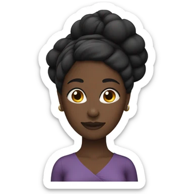 Dark skin black  woman with twist bun good morning sticker