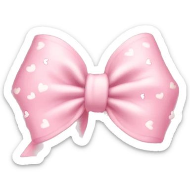 light pink bow with little light pink hearts around it and clouds on the outside sticker