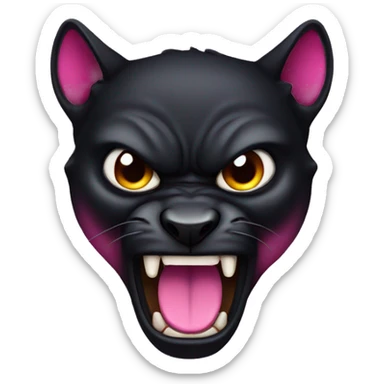 Black phanter face, angry, pink eyes sticker