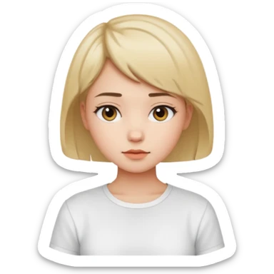 Gadis cantik, lucu, aesthetic, rambut pendek, baju putih sticker